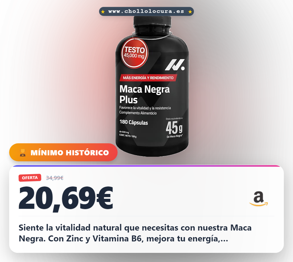 Aprovecha la Maca Negra concentrada con Zinc y B6 para hombres y máxima vitalidad al mejor precio