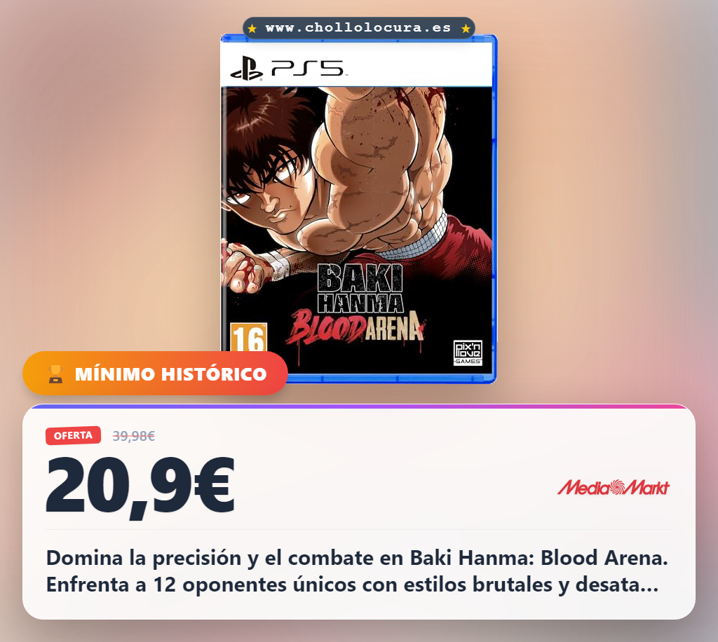 Aprovecha Baki Hanma: Blood Arena para PS5 y domina la lucha 2D con ataques especiales en oferta histórica
