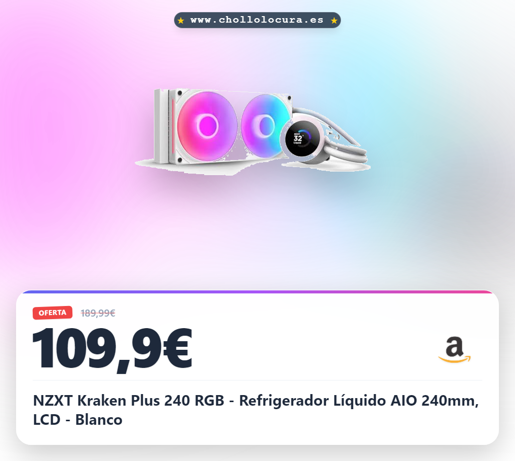 NZXT Kraken Plus 240 RGB - Refrigerador Líquido AIO 240mm, LCD - Blanco