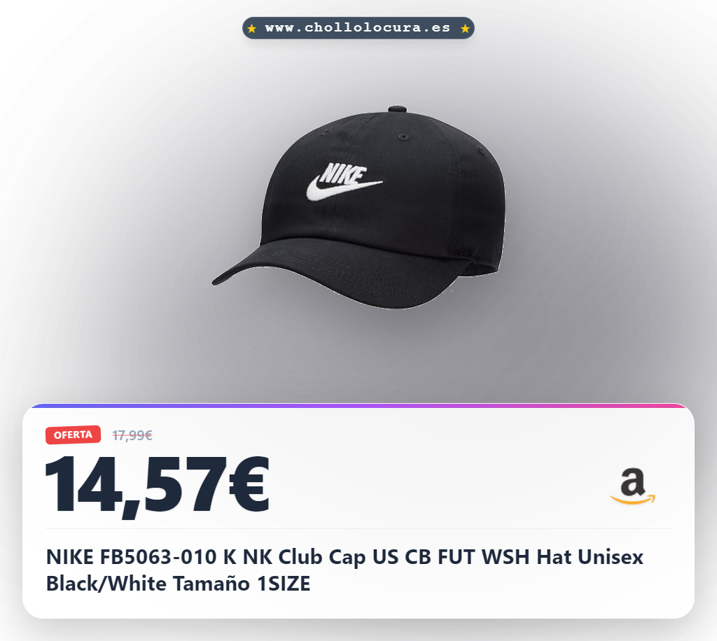 NIKE FB5063-010 K NK Club Cap US CB FUT WSH Hat Unisex Black/White Tamaño 1SIZE