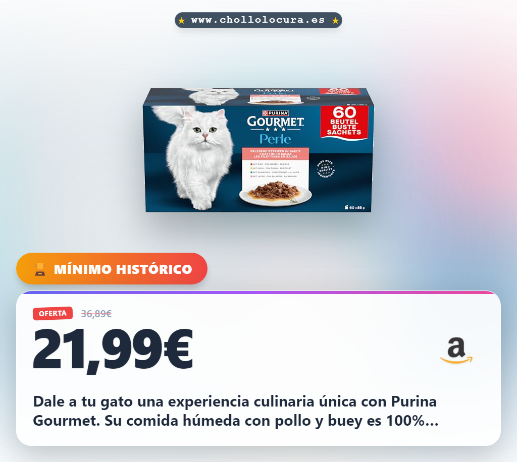 Aprovecha la Purina Gourmet Perle Delicias en Salsa para tu gato. Comida húmeda de pollo y buey de alta calidad al mejor precio