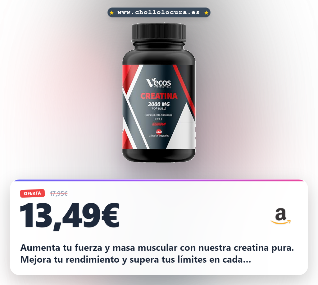 Aprovecha la creatina monohidratada pura de 3000 mg para aumentar tu fuerza y masa muscular. Suplemento vegano y sin gluten al mejor precio