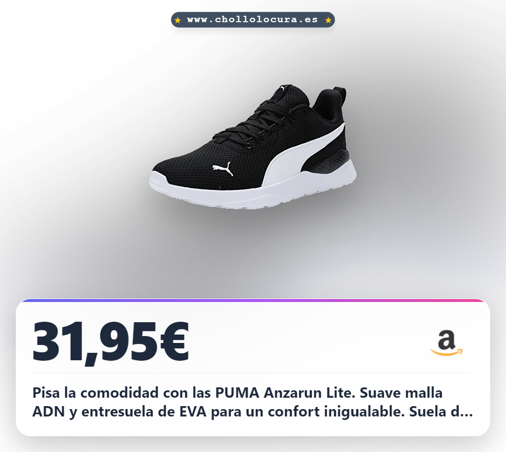 Consigue las zapatillas PUMA Anzarun Lite unisex con malla ADN y suela de goma al mejor precio