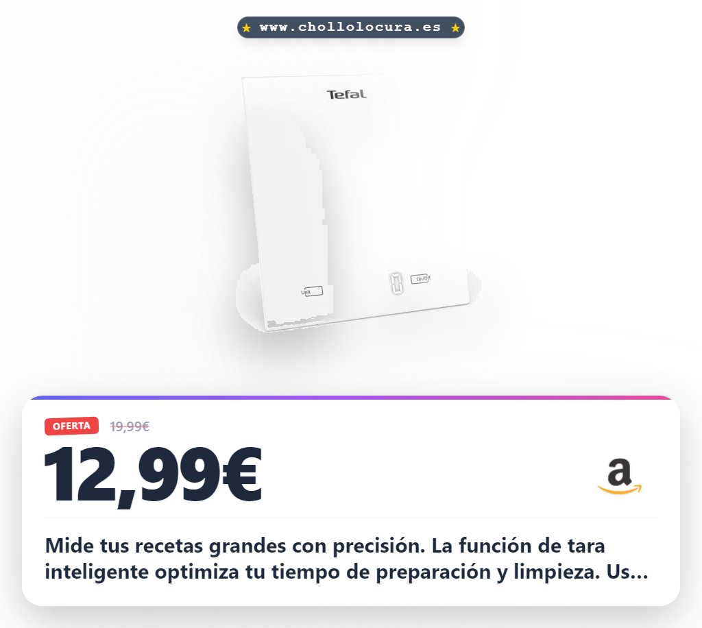 Aprovecha esta báscula de cocina Tefal Essential de 5kg con tara inteligente y unidades métricas al mejor precio