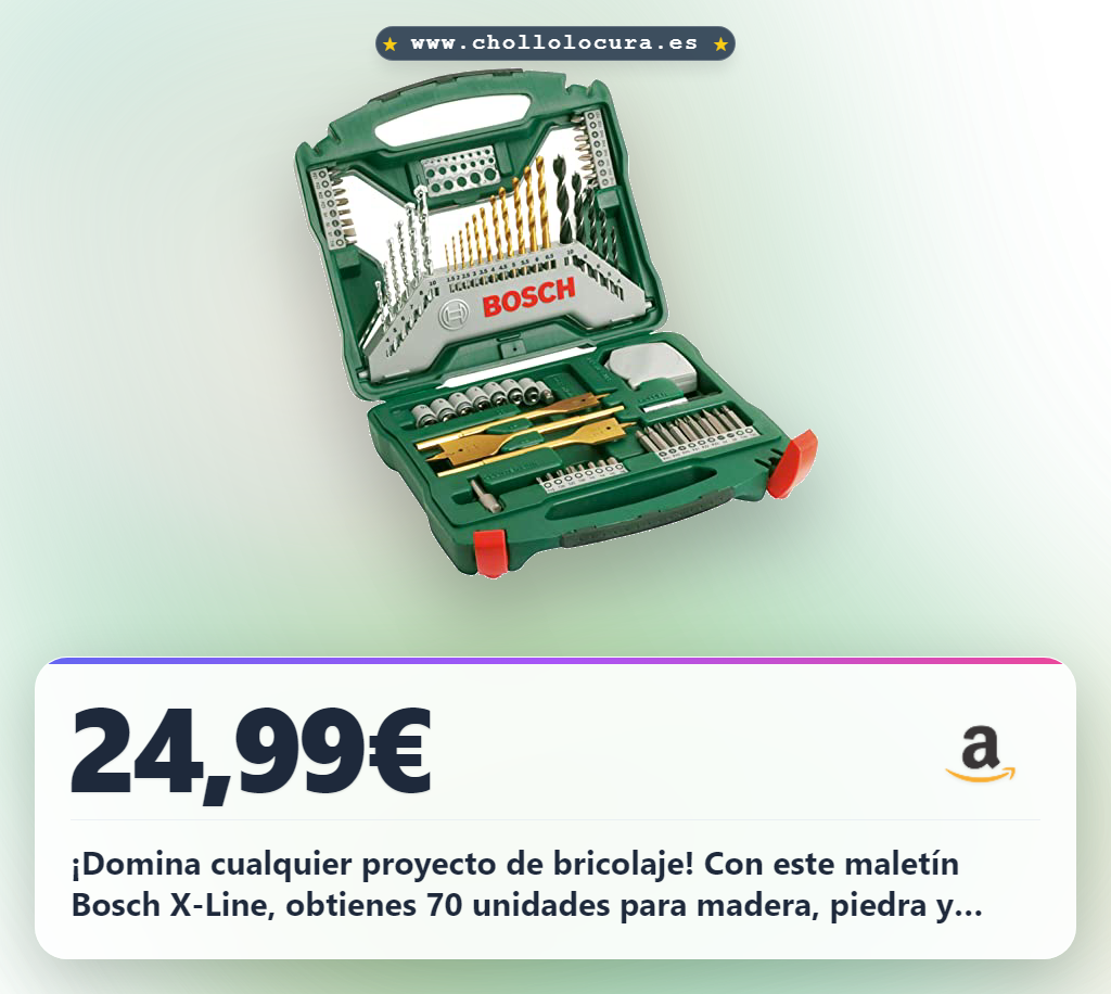 Llévate el maletín Bosch X-Line de 70 unidades para taladrar en metal, madera y piedra al mejor precio de oferta histórica en bricolaje