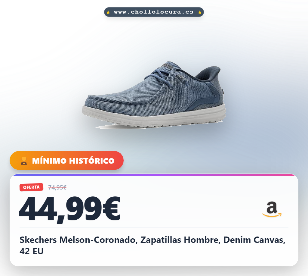 Skechers Melson-Coronado, Zapatillas Hombre, Denim Canvas, 42 EU