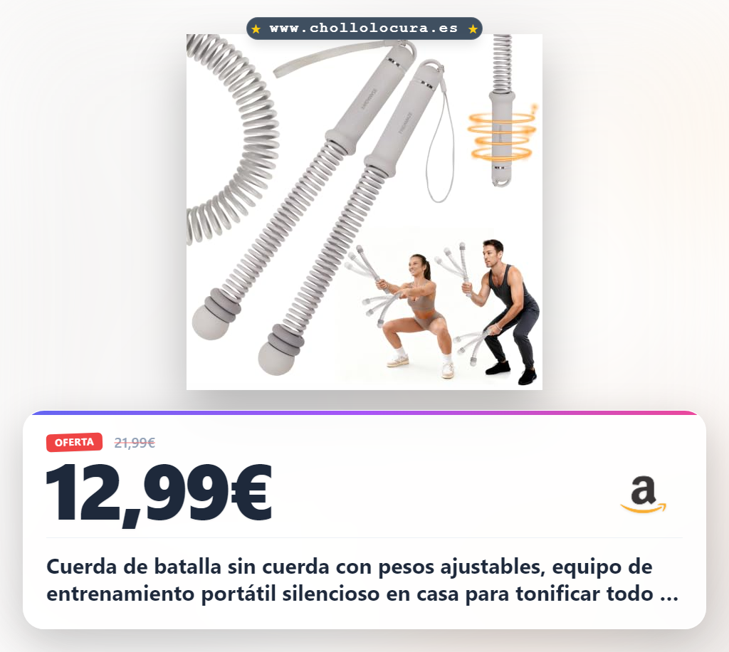 Cuerda de batalla sin cuerda con pesos ajustables, equipo de entrenamiento portátil silencioso en casa para tonificar todo el cuerpo, quemar grasa y cardio, equipo de gimnasio de entrenamiento de