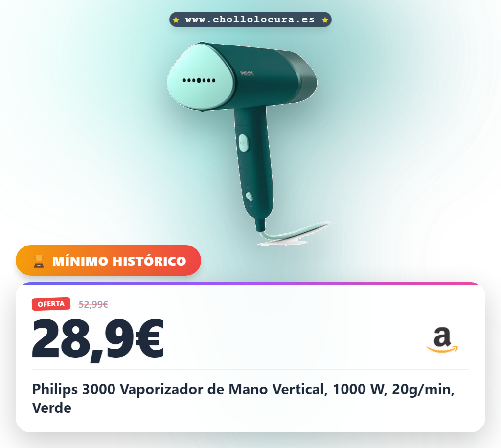 Philips 3000 Vaporizador de Mano Vertical, 1000 W, 20g/min, Verde