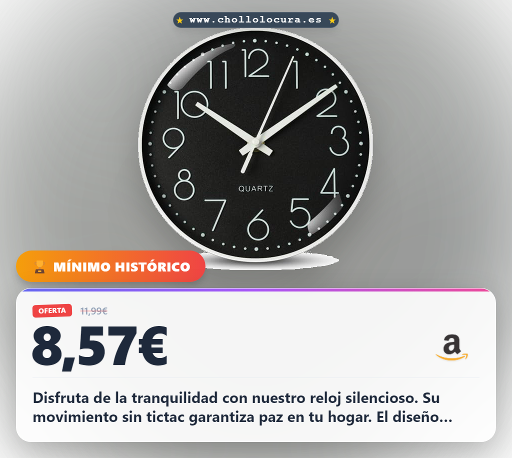 Aprovecha este reloj de pared moderno y silencioso para la cocina o habitación al mejor precio