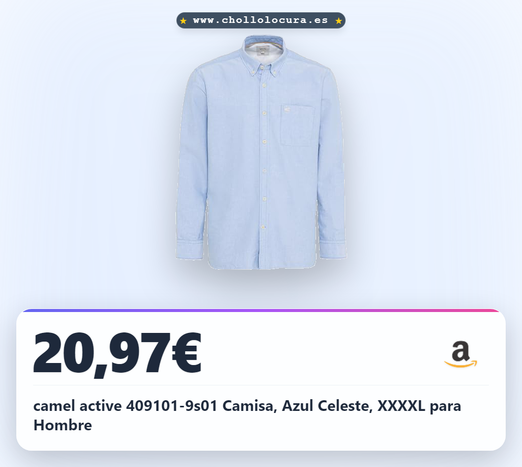 camel active 409101-9s01 Camisa, Azul Celeste, XXXXL para Hombre