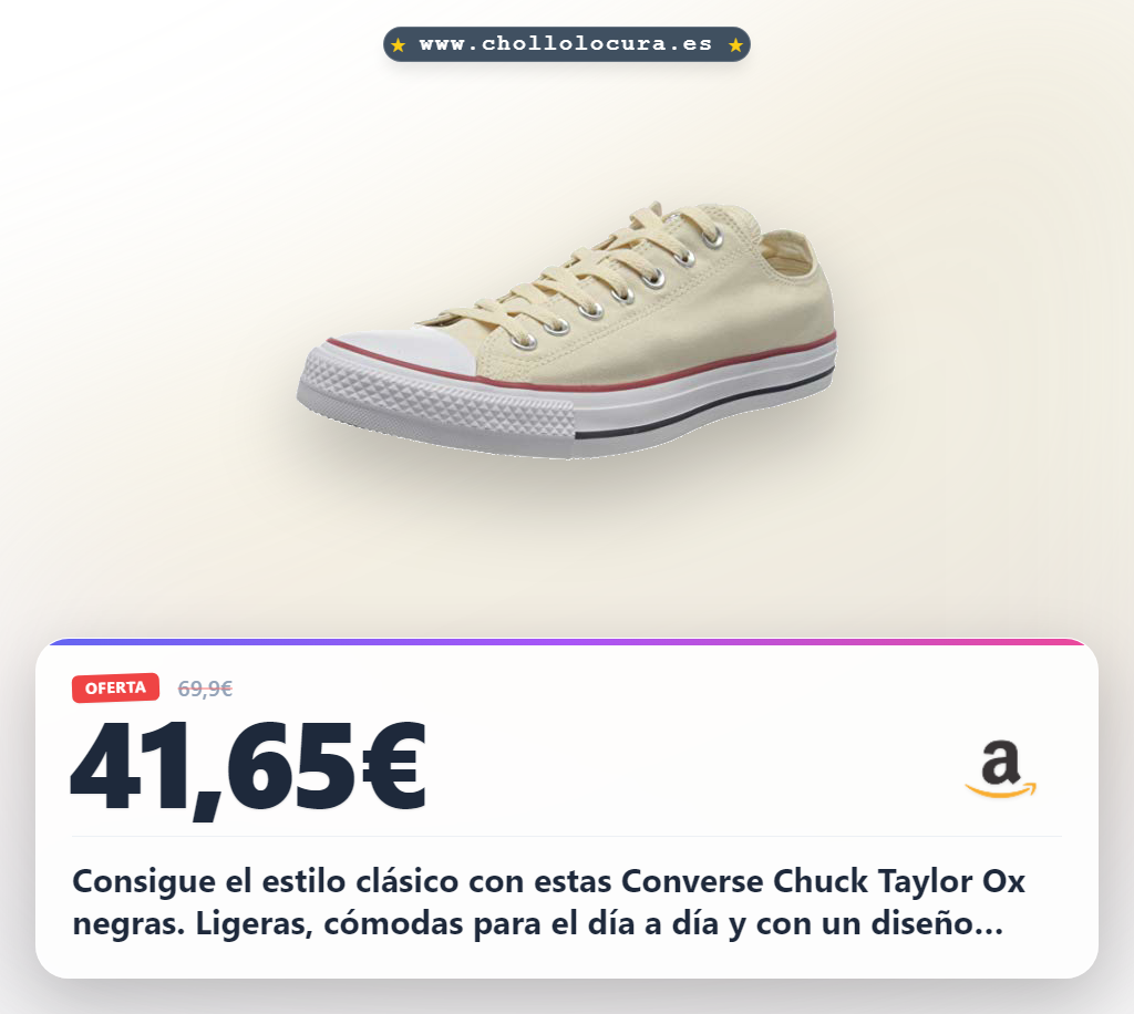 Consigue Converse Chuck Taylor All Star Ox negras de tela y caucho al mejor precio en oferta. ¡Zapatos casuales!
