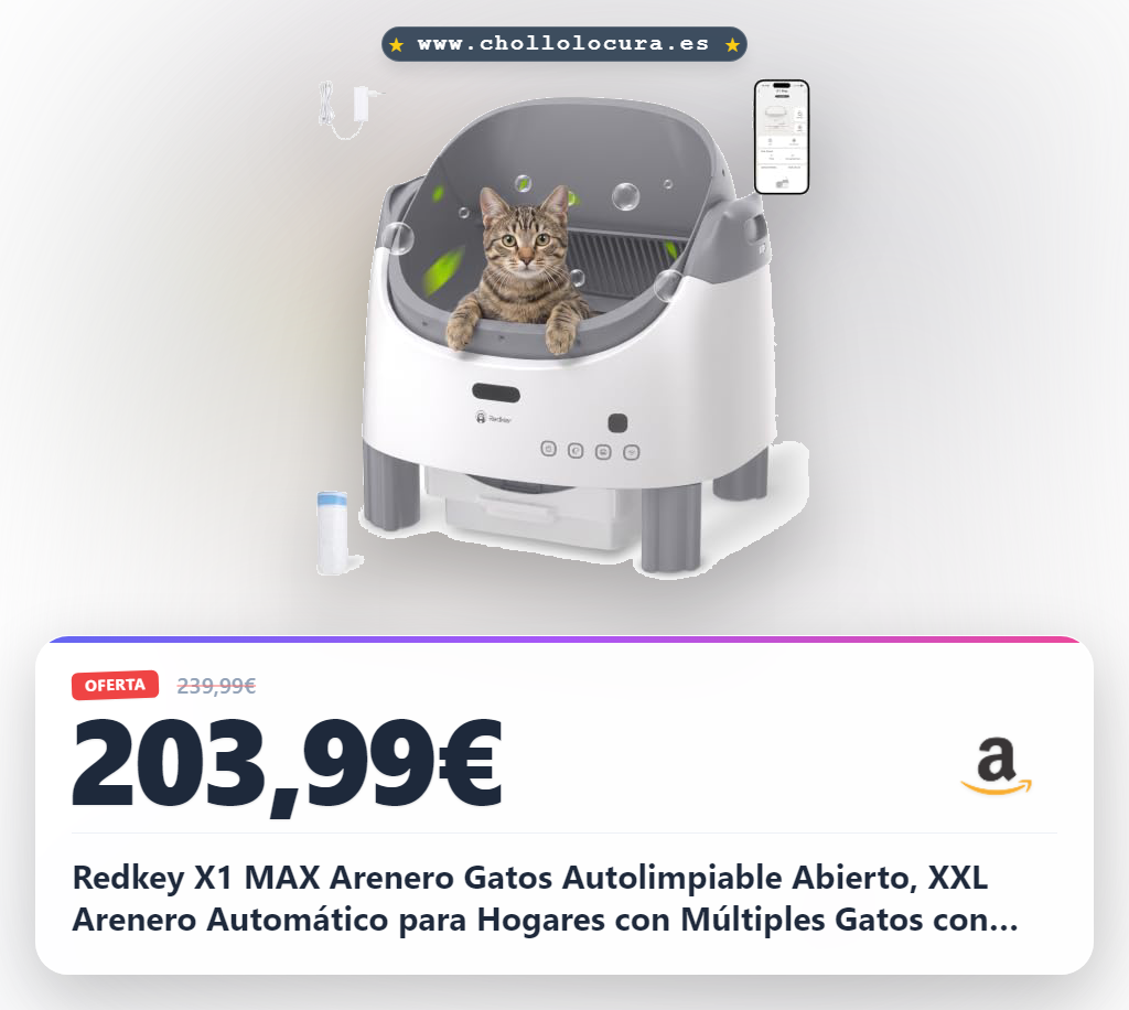 Redkey X1 MAX Arenero Gatos Autolimpiable Abierto, XXL Arenero Automático para Hogares con Múltiples Gatos con Control por App, Multi-Sensores de Seguridad, Protección Anti-Atrapamiento