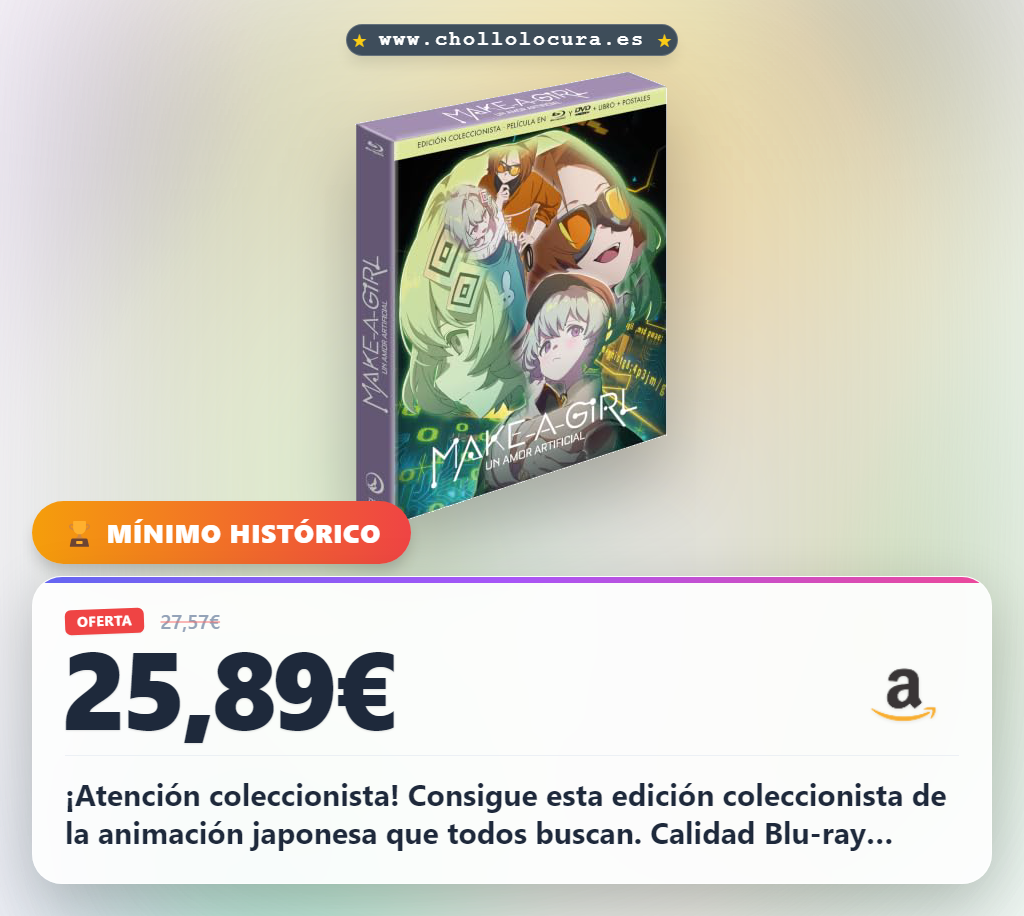 Consigue ahora la edición coleccionista de Make a girl. Un amor artificial. ¡Oferta histórica! Aprovecha este Blu-ray imprescindible