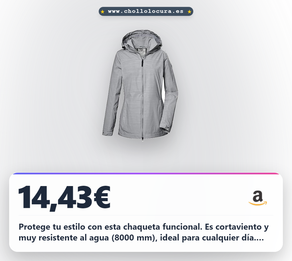 Obtén la chaqueta funcional de mujer con capucha GS 67 WMN blaugrau. Cortaviento y repelente al agua 8000 mm a precio de chollo.