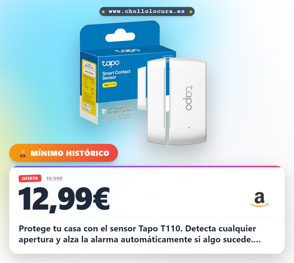Consigue el sensor Tapo T110. Obtén protección contra robos y alertas instantáneas. Fácil instalación y compatible con tu Hub Tapo.