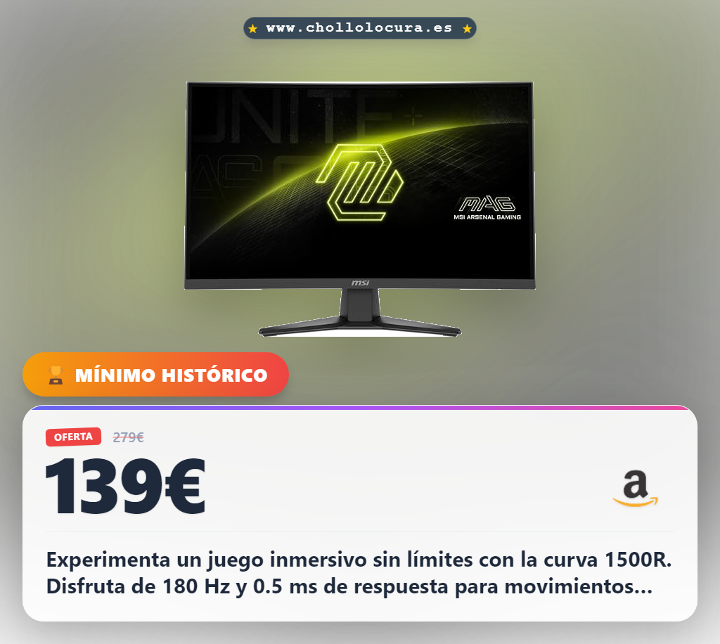 Consigue el monitor gaming MSI MAG 275CQF E18 27 pulgadas 1500R sin marco 180Hz al mejor precio