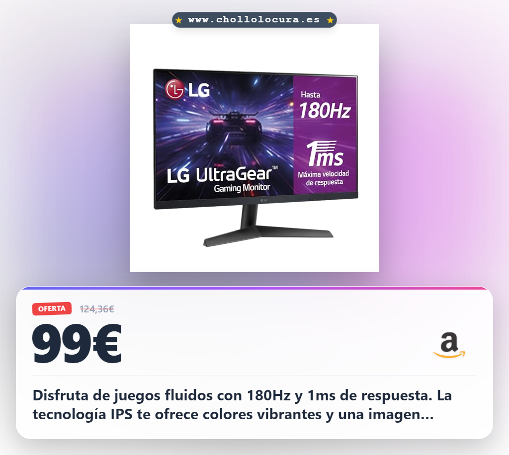 Consigue monitor gaming LG 24 pulgadas IPS 180Hz con FreeSync y HDR10 al mejor precio