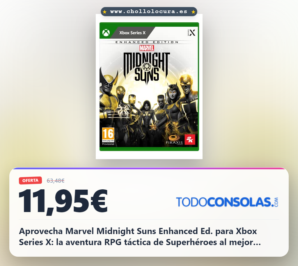 Aprovecha Marvel Midnight Suns Enhanced Ed. para Xbox Series X: la aventura RPG táctica de Superhéroes al mejor precio