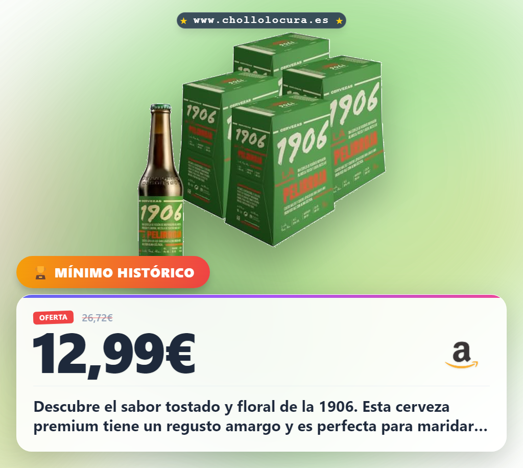 Aprovecha el pack de Cerveza 1906 Galician Irish Red Ale con sabor tostado y frutos secos en oferta