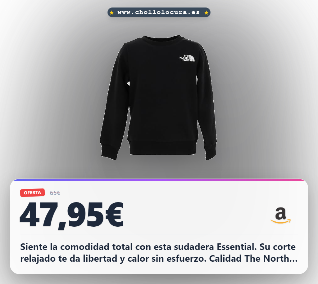 Aprovecha la sudadera North Face Essential Relaxed Hombre TNF Black XXL al mejor precio de oferta