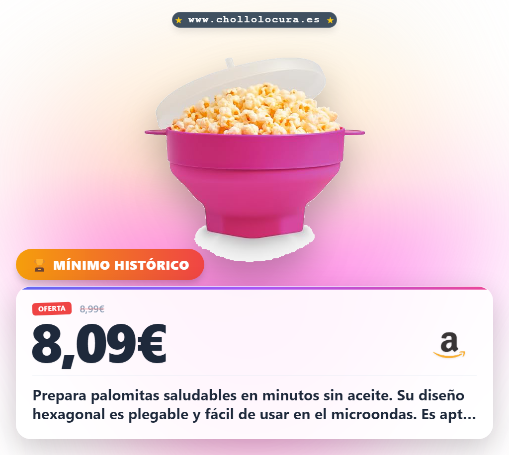 Aprovecha el Palomitero Hexagonal de Silicona para Microondas en oferta histórica