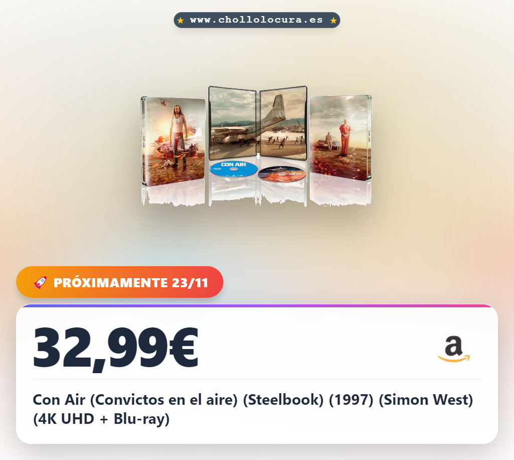 Con Air (Convictos en el aire) (Steelbook) (1997) (Simon West) (4K UHD + Blu-ray)