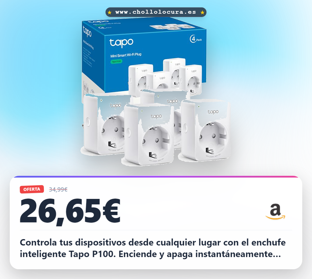 Aprovecha el enchufe inteligente Tapo P100(4-pack) para controlar dispositivos y automatizar tu hogar al mejor precio