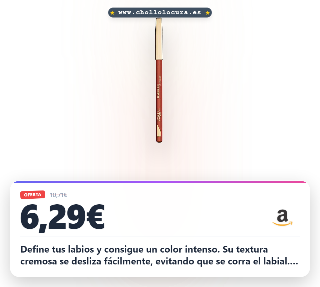 Consigue el perfilador de labios L'Oréal Color Riche para un contorno intenso y cuidado de labios al mejor precio del año al instante