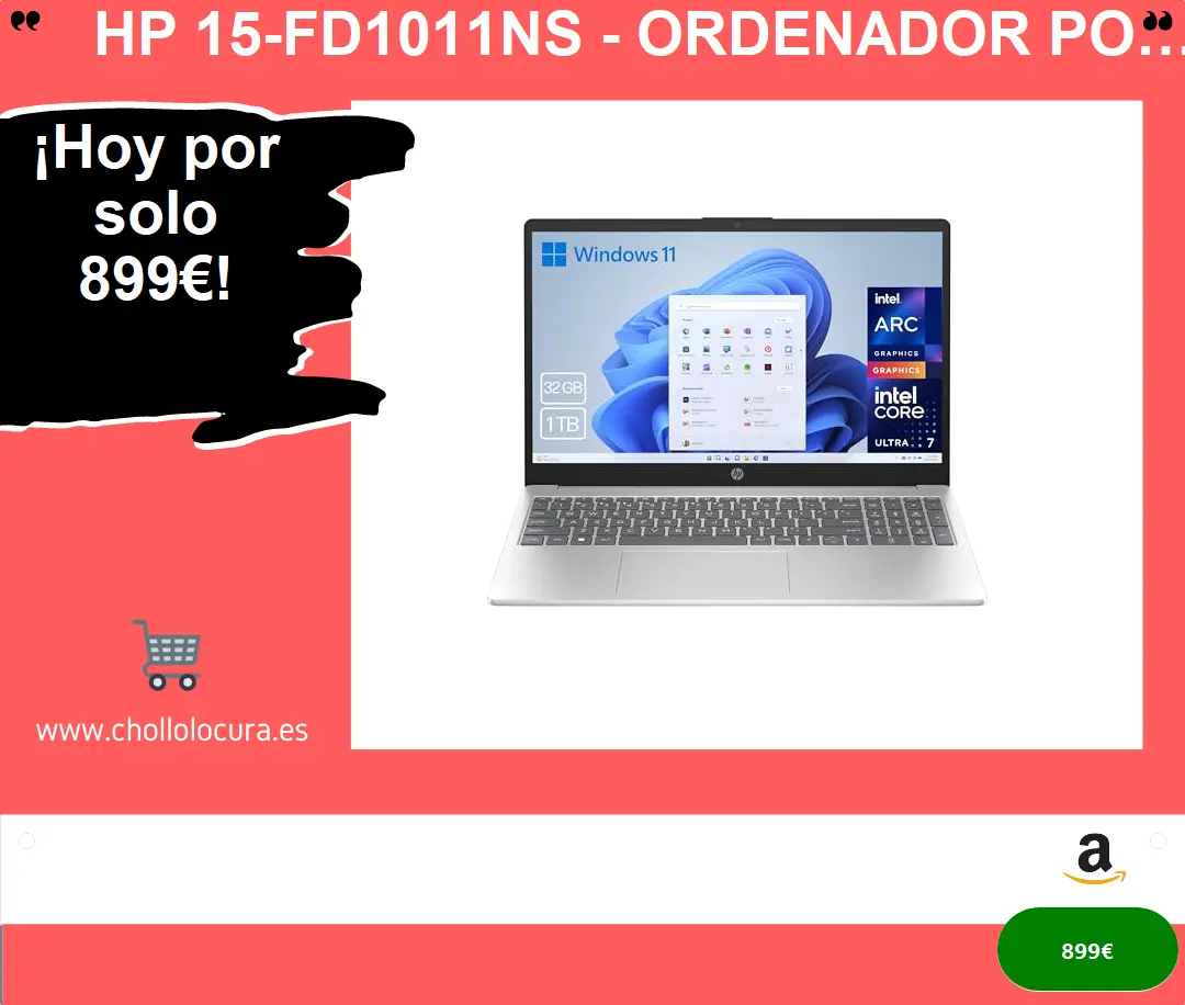 ¡Ordenador portátil HP 15.6 FHD con Intel Ultra 7 155H, 32GB RAM, 1TB SSD y Windows 11! ¡Oferta!