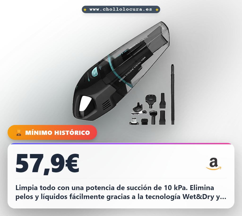 Aprovecha la aspiradora de mano sin cable con succión 10kPa y sistema BestFriend Care en oferta histórica