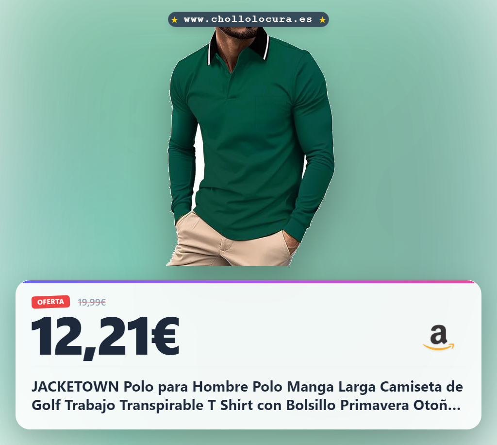 JACKETOWN Polo para Hombre Polo Manga Larga Camiseta de Golf Trabajo Transpirable T Shirt con Bolsillo Primavera Otoño Camisetas de Senderismo Pesca,Verde,3XL