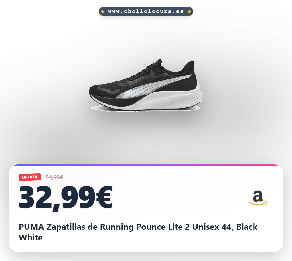 PUMA Zapatillas de Running Pounce Lite 2 Unisex 44, Black White