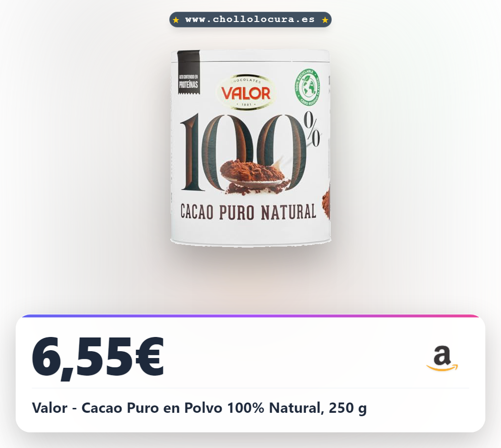 Valor - Cacao Puro en Polvo 100% Natural, 250 g