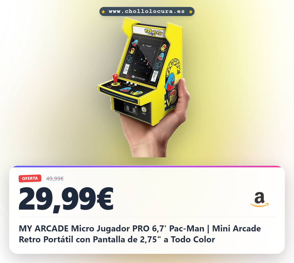 MY ARCADE Micro Jugador PRO 6,7' Pac-Man | Mini Arcade Retro Portátil con Pantalla de 2,75" a Todo Color
