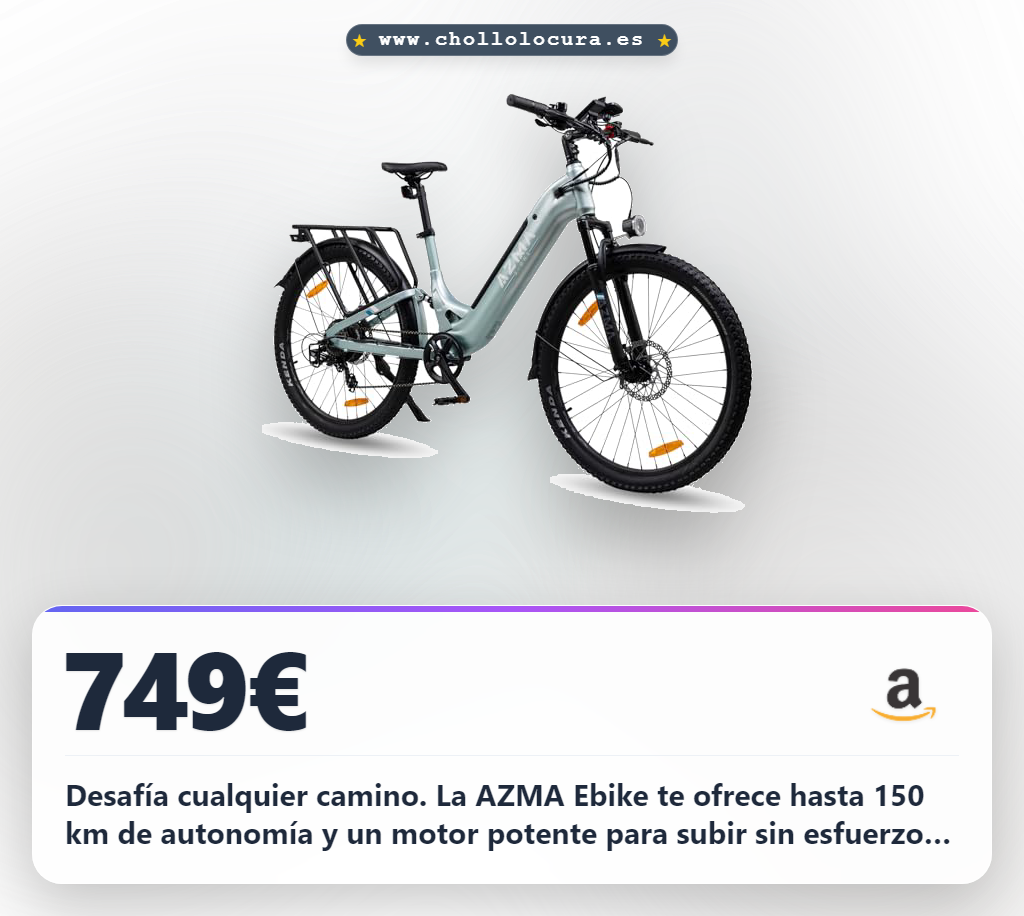 Obtén la AZMA Ebike para montaña y ciudad con hasta 150 km de autonomía y 8 velocidades al mejor precio