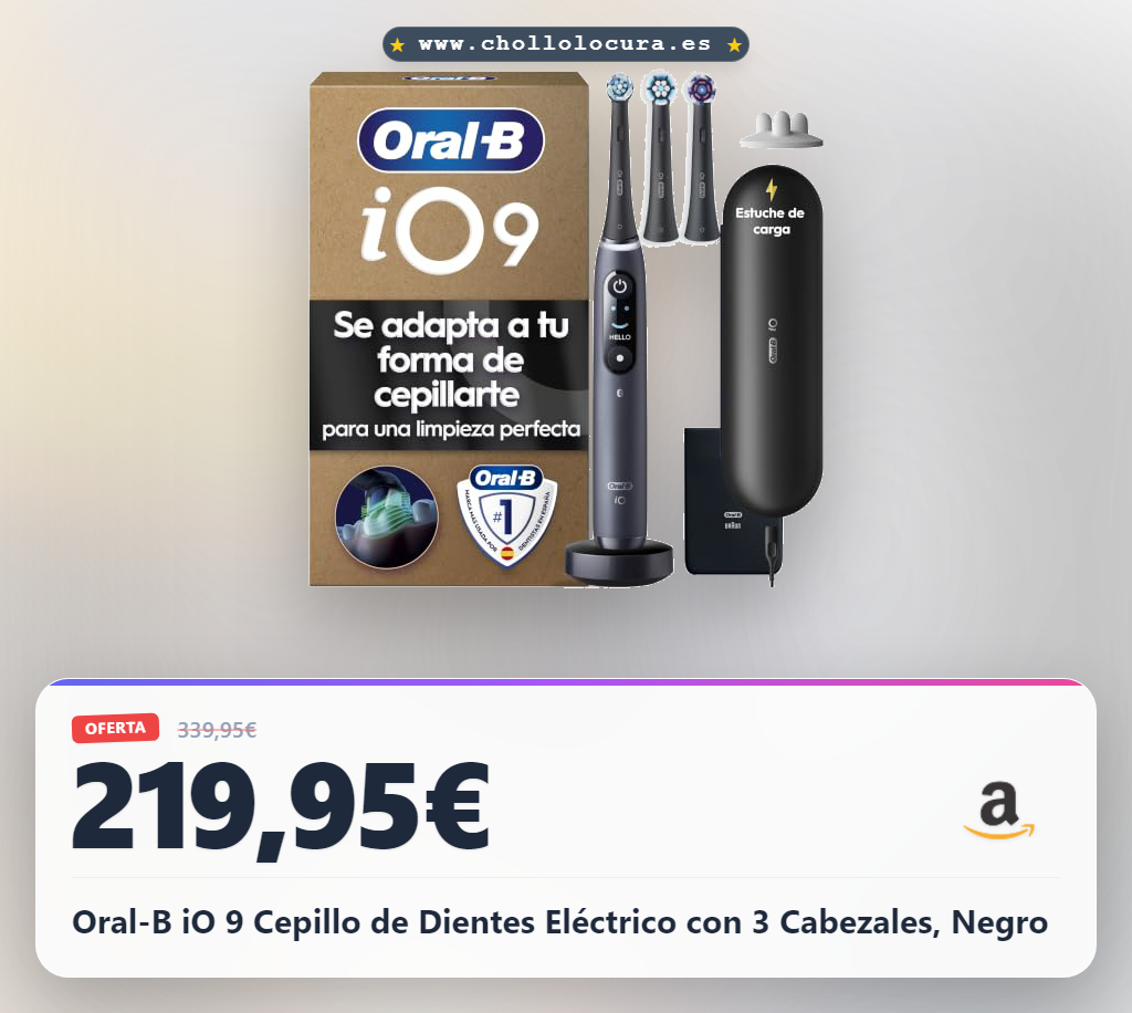 Oral-B iO 9 Cepillo de Dientes Eléctrico con 3 Cabezales, Negro