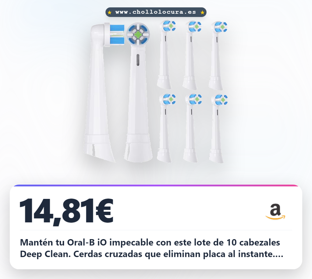 Ahorra con cabezales de repuesto Deep Clean para Oral-B iO, lote de 10, máxima limpieza y oferta histórica
