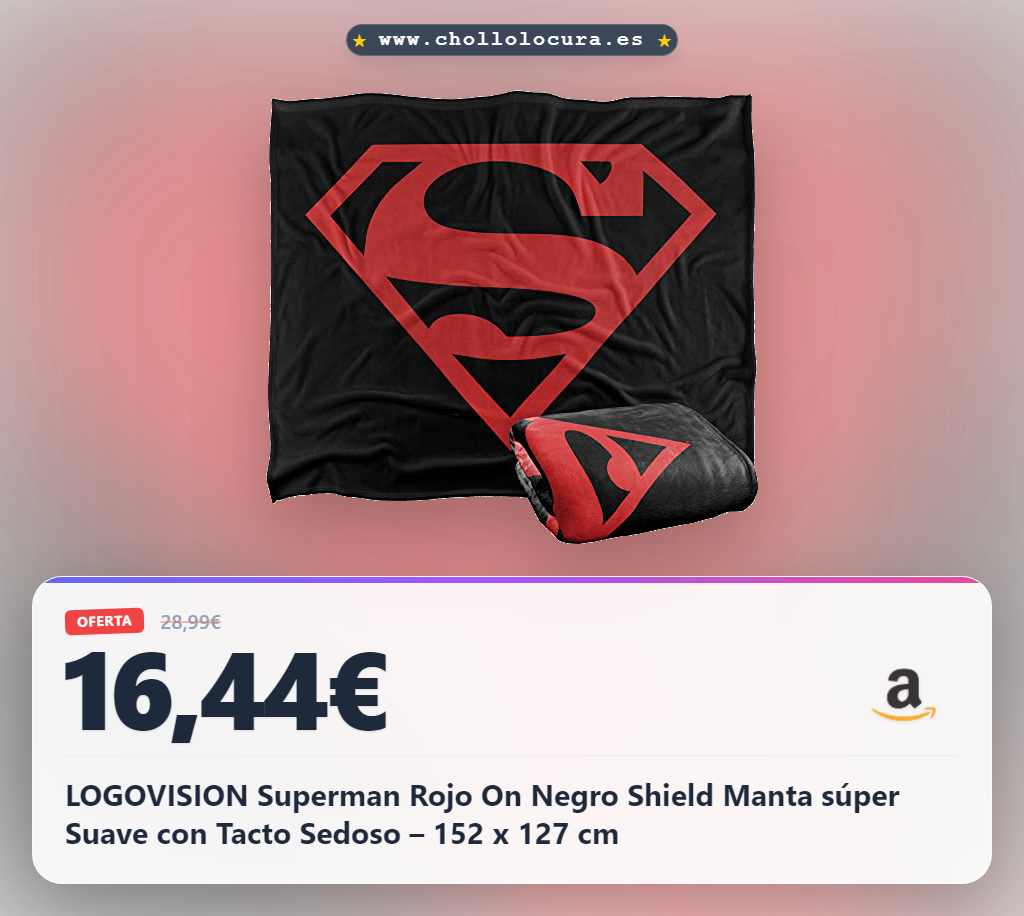 Descubre la Manta Oficial de Superman Rojo y Negro con Tacto Sedoso y Microfibra al mejor precio
