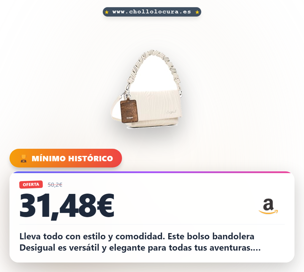 Aprovecha este bolso de hombro Desigual con diseño versátil y compartimentos inteligentes en oferta