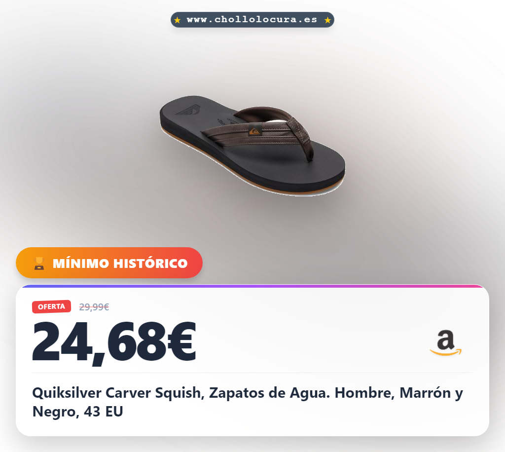 Quiksilver Carver Squish, Zapatos de Agua. Hombre, Marrón y Negro, 43 EU