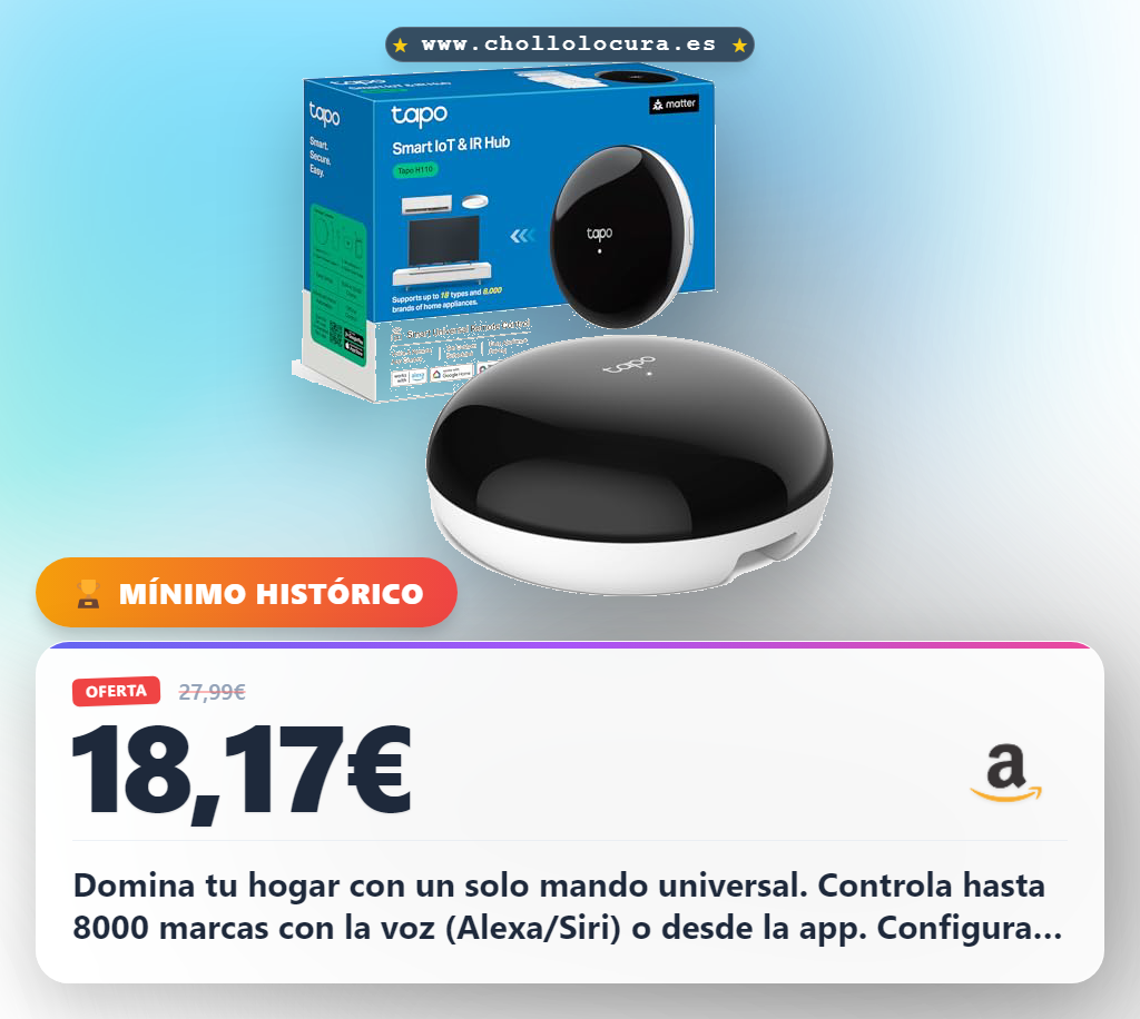 Aprovecha el Mando Tapo H110: Control universal IR para 8000+ marcas con voz y Matter al mejor precio
