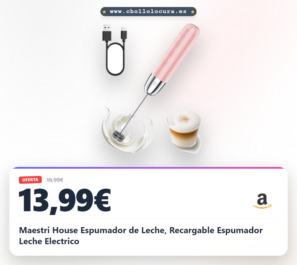 Maestri House Espumador de Leche, Recargable Espumador Leche Electrico