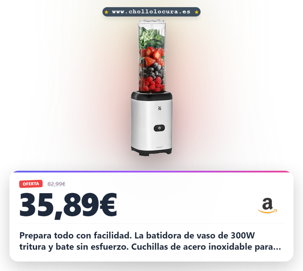 Aprovecha la batidora de vaso WMF Kult X 300W con cuchillas acero inoxidable y depósito Tritan en oferta