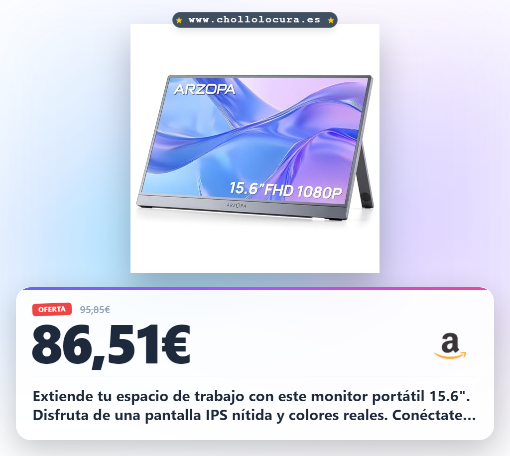Aprovecha este monitor portátil 15.6" IPS FHD con USB C para trabajo y gaming al mejor precio en oferta