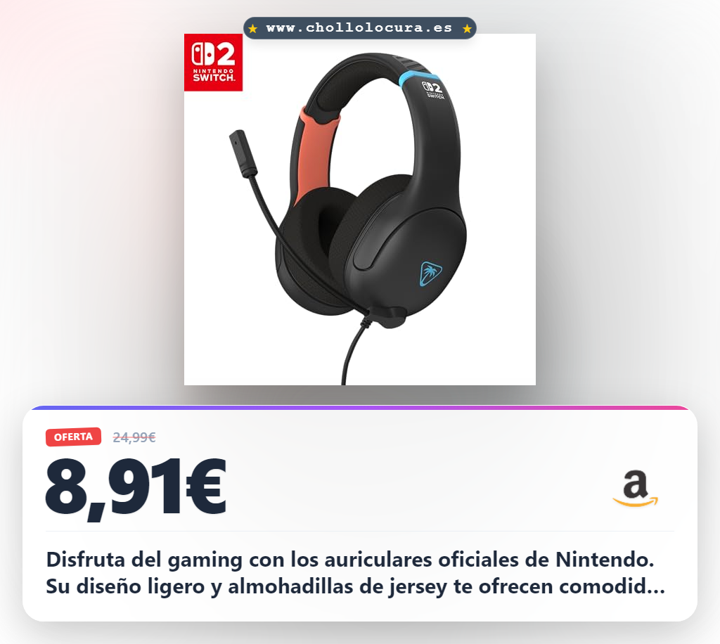 Consigue auriculares Nintendo Switch con licencia oficial y sonido de 40mm en oferta histórica