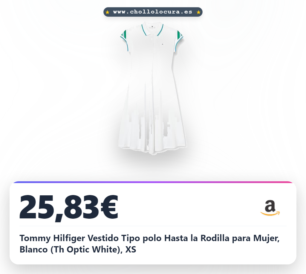 Tommy Hilfiger Vestido Tipo polo Hasta la Rodilla para Mujer, Blanco (Th Optic White), XS