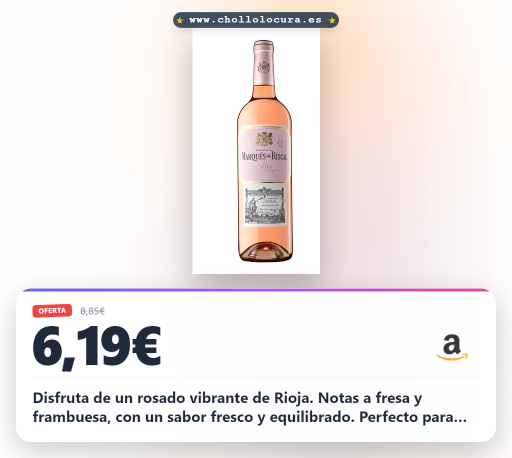 Aprovecha este Vino Rosado Marqués de Riscal D.O. Rioja con uvas Tempranillo y Garnacha blanca en oferta