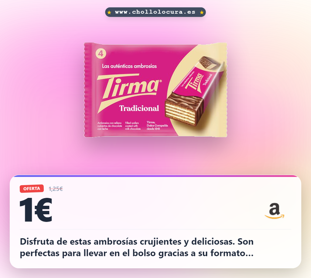 Aprovecha las Tirma Ambrosías de Chocolate con Leche crujientes. Pack de 4 individuales vegetarianos al mejor precio.