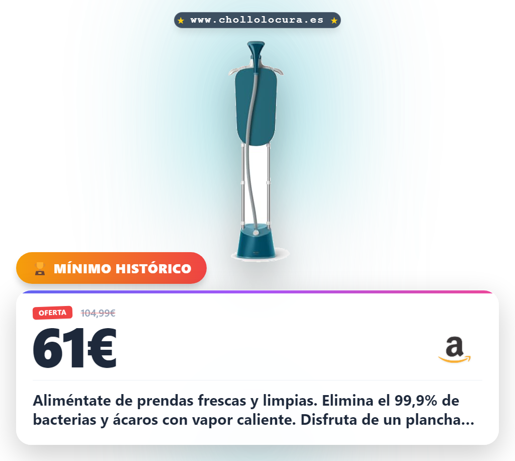 Aprovecha el vaporizador Philips con depósito desmontable y 3 ajustes para prendas higiénicas al mejor precio