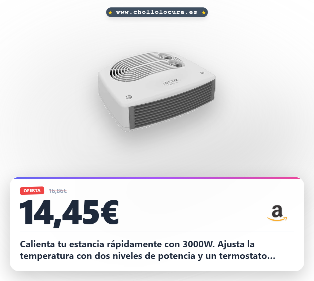 Logra un ambiente cálido con el Calefactor ReadyWarm 3000W. Disfruta de su termostato ajustable y uso fácil en oferta.